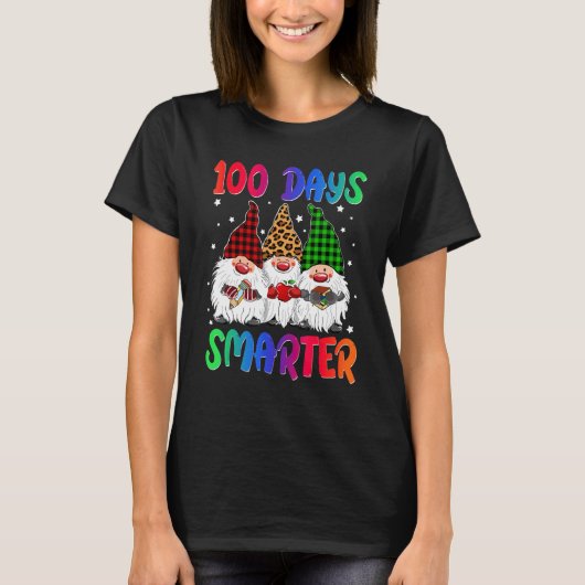 100 Days Smarter Gnome Teacher Kids 100th Day Of S Tシャツ (正面)
