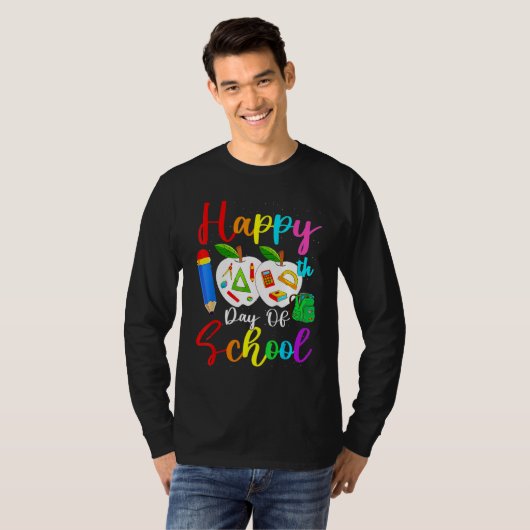100 Days Smarter Happy 100th Day Of School Student Tシャツ (正面フル)