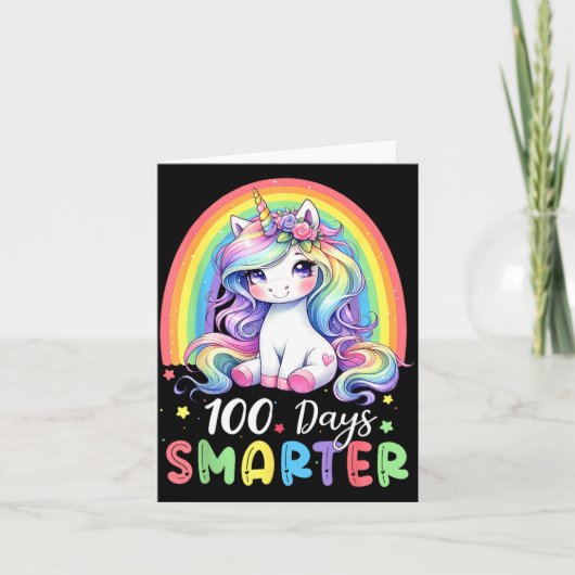100 Days Smarter Kids Girls Unicorn 100th Day Of S カード (正面)