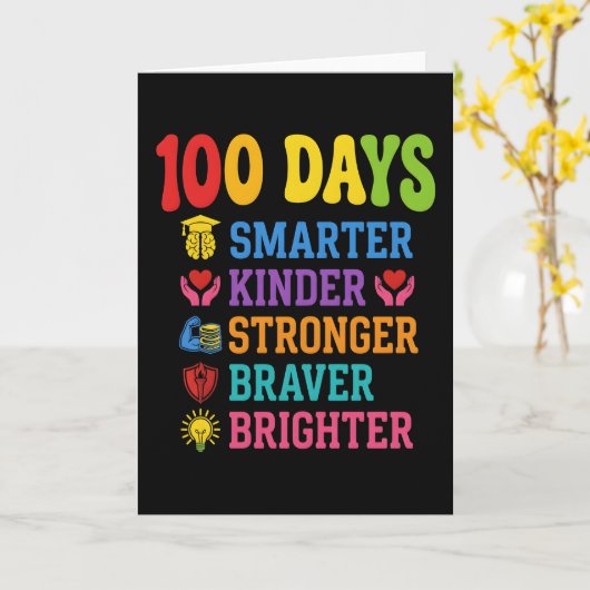 100 Days Smarter Kinder Braver Brighter School カード (黄色い花)