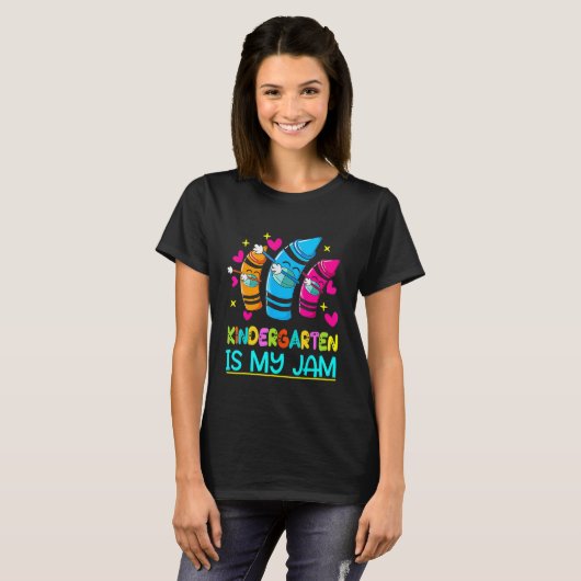 100 Days Smarter Kindergarten Is My Jam Teacher Tシャツ (正面フル)