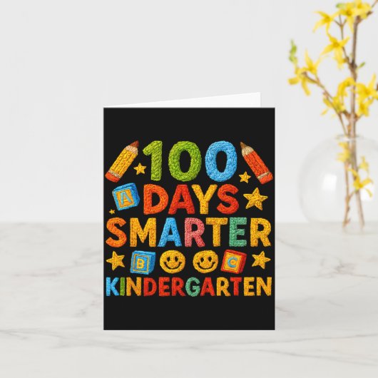 100 Days Smarter Kindergarten Milestone School Ach カード (黄色い花)