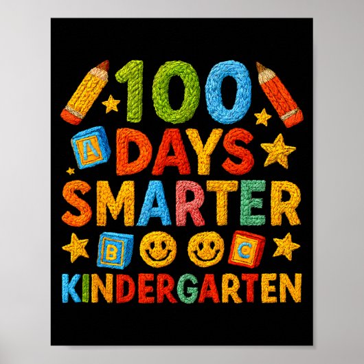 100 Days Smarter Kindergarten Milestone School Ach ポスター (正面)