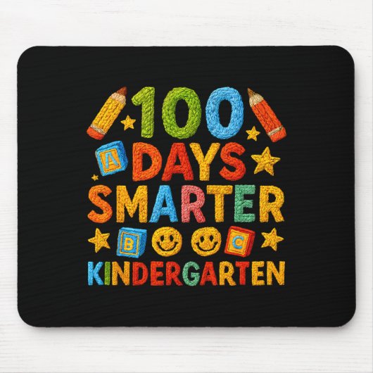 100 Days Smarter Kindergarten Milestone School Ach マウスパッド (正面)