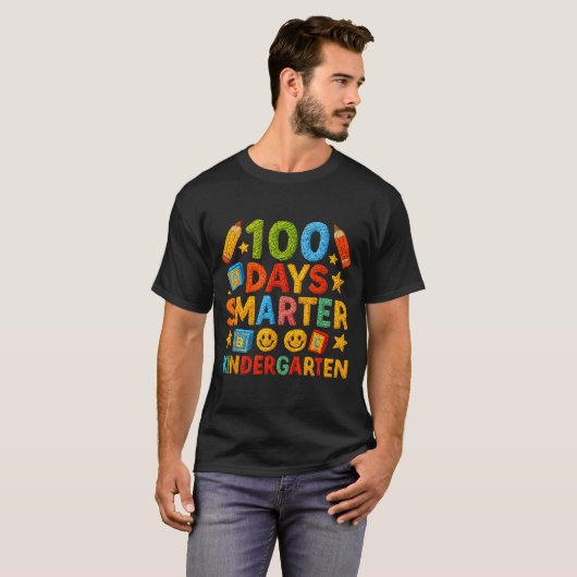 100 Days Smarter Kindergarten Milestone School Ach Tシャツ (正面フル)