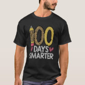 100 Days Smarter Leopard 100th Day Of School Teach Tシャツ (正面)