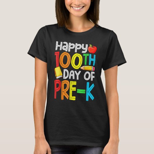 100 Days Smarter Pre-K Happy 100th Day Of School P Tシャツ (正面)