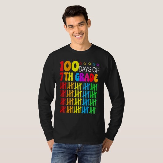 100 Days Smarter Seventh Grade 100th Day Of School Tシャツ (正面フル)