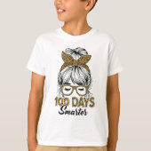 100 Days Smarter Teacher Leopard Print Bow School Tシャツ (正面)