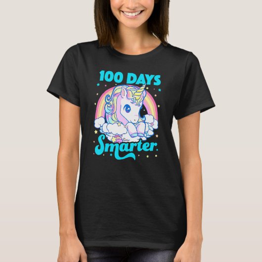 100 Days Smarter Unicorn Girls Teacher 100th Day O Tシャツ (正面)