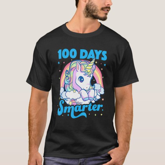 100 Days Smarter Unicorn Girls Teacher 100th Day O Tシャツ (正面)