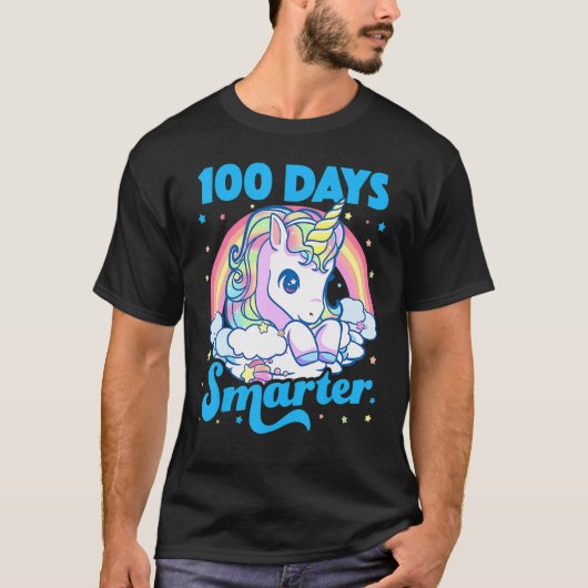 100 Days Smarter Unicorn Girls Teacher 100th Day O Tシャツ (正面)