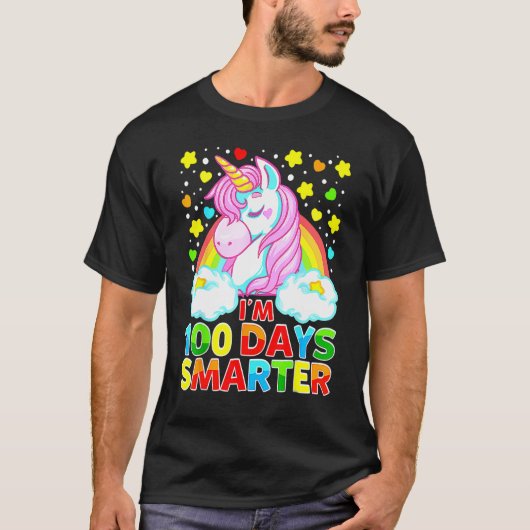 100 Days Smarter Unicorn Girls Teacher Students Ki Tシャツ (正面)