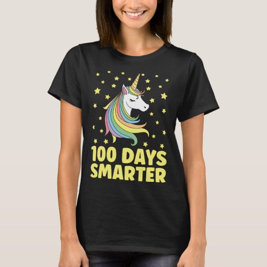 100 Days Smarter Unicorn Teacher Girls 100th Day o Tシャツ (正面)