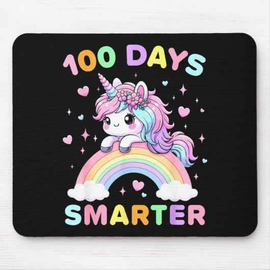 100 Days Smarter Unicorrn 100th Day Of School Kids マウスパッド (正面)