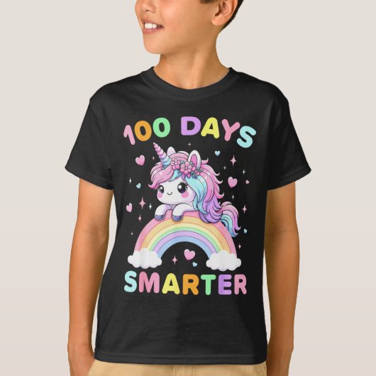 100 Days Smarter Unicorrn 100th Day Of School Kids Tシャツ (正面)