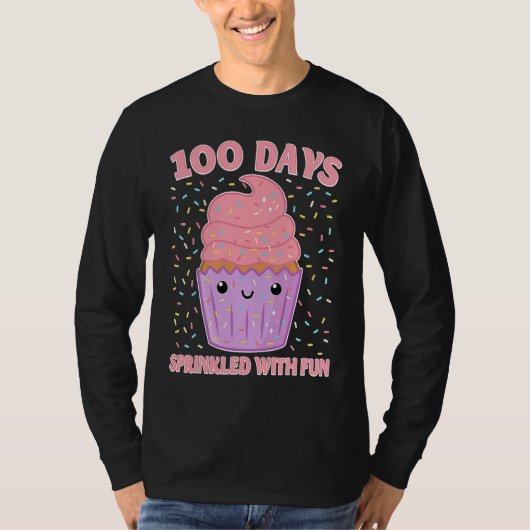 100 Days Sprinkled With Fun Cupcake 100th Day Of S Tシャツ (正面)