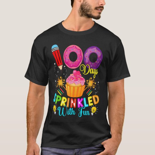 100 Days Sprinkled With Fun Cupcake 100th Day Of S Tシャツ (正面)