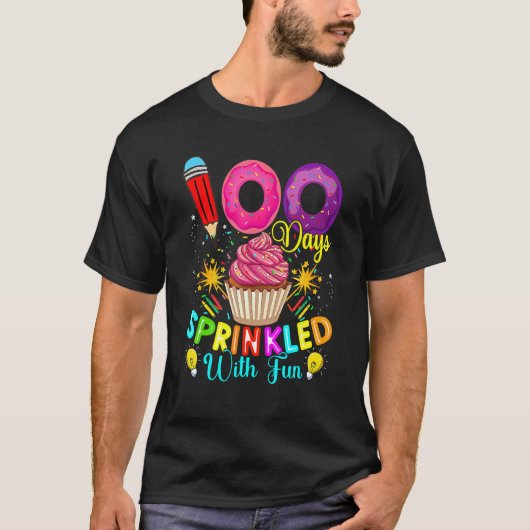 100 Days Sprinkled With Fun Cupcake 100th Day Of S Tシャツ (正面)