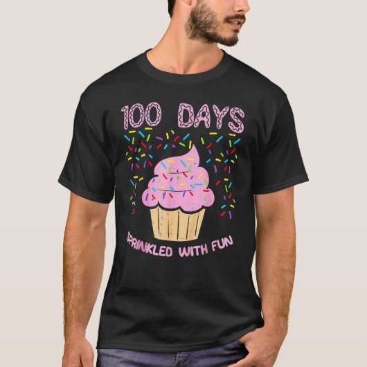 100 Days Sprinkled With Fun Cupcake 100th Day Of S Tシャツ (正面)