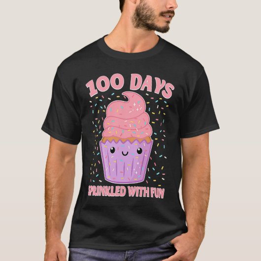 100 Days Sprinkled With Fun Cupcake 100th Day Of S Tシャツ (正面)