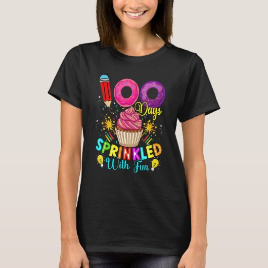 100 Days Sprinkled With Fun Cupcake 100th Day Of S Tシャツ (正面)