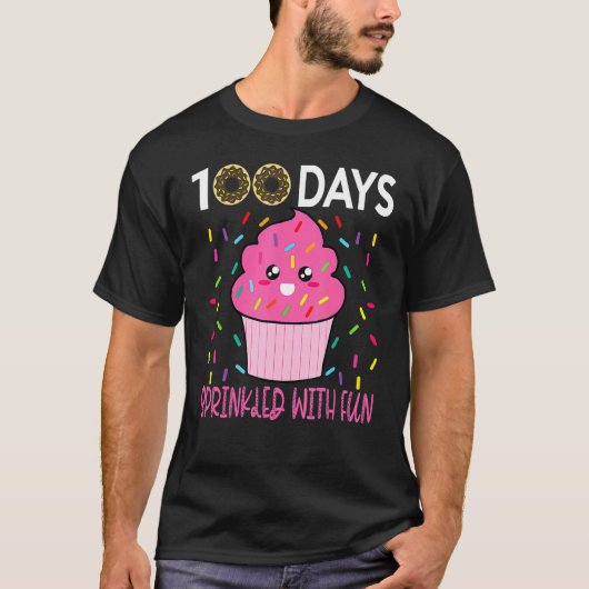 100 Days Sprinkled With Fun Cupcake 100th Day Of S Tシャツ (正面)