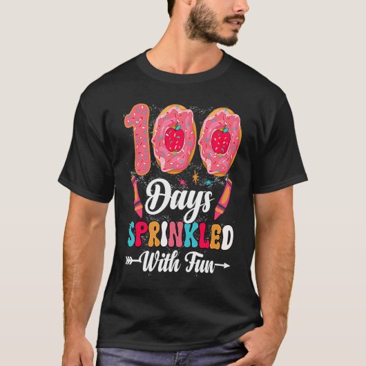 100 Days Sprinkled With Fun Cut Donuts 100 Days o Tシャツ (正面)
