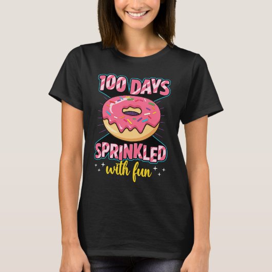 100 Days Sprinkled With Fun School Sprinkled Donut Tシャツ (正面)
