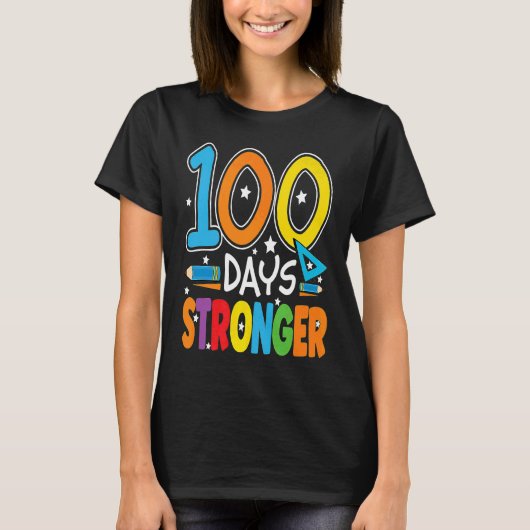 100 Days Stronger 100 Days of School Teacher Smart Tシャツ (正面)