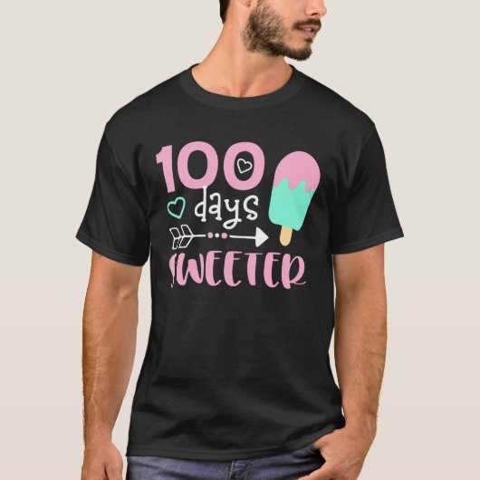 100 Days Sweeter, Girl 100 Days Of School, Ice Cre Tシャツ (正面)