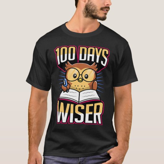 100 Days Wiser 100 Days Of School Reading Literacy Tシャツ (正面)