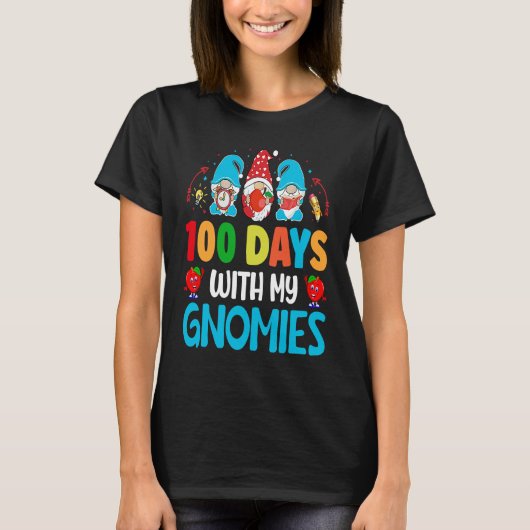 100 Days With My Gnomies 100 Days Of School Studen Tシャツ (正面)