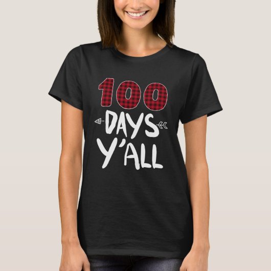 100 Days Y all 100th Day Of School Plaid Teacher A Tシャツ (正面)