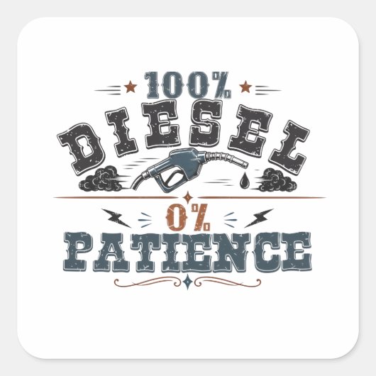 100% Diesel 0% Patience Vintage Graphic スクエアシール (正面)