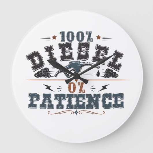 100% Diesel 0% Patience Vintage Graphic ラージ壁時計 (正面)