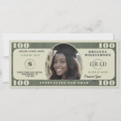 100 Dollar Bill Photo Graduation 案内状 (正面)