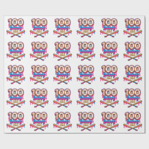 100 Drippy Days of School 野球少年 幼児服  ラッピングペーパー