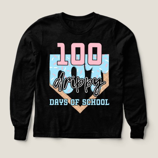 100 Drippy Days of School Baseball Donut T-Shirt (デザイン正面)