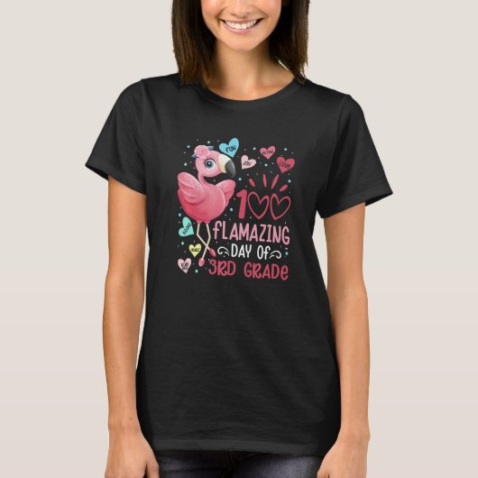 100 Flamazing Day of 3rd Grade Flamingo 100 Days S Tシャツ (正面)