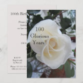 『100 GlorianceYears!-誕生祝い/ホワイト·ローズ』 招待状 (正面/裏面)