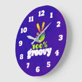 100% Groovy虹の手の平和記号(紫) ラージ壁時計 (傾斜)