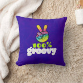 100% Groovy Rainbow Hand Peaceサイン クッション (ブランケット)