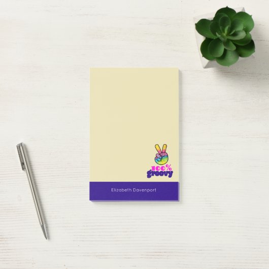 100% Groovy Rainbow Hand Peaceサイン ポストイット (オフィス)