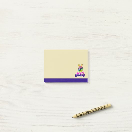 100% Groovy Rainbow Hand Peaceサイン ポストイット (デスク上)