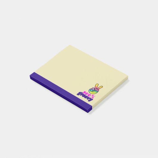 100% Groovy Rainbow Hand Peaceサイン ポストイット (アングル)