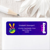 100% Groovy Rainbow Hand Peaceサイン ラベル (インサイチュ)