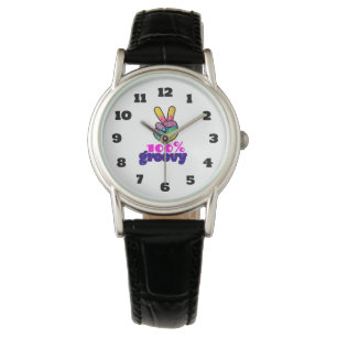 100% Groovy Rainbow Hand Peaceサイン 腕時計