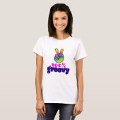 100% Groovy Rainbow with Hand Peace Sign Tシャツ (正面フル)