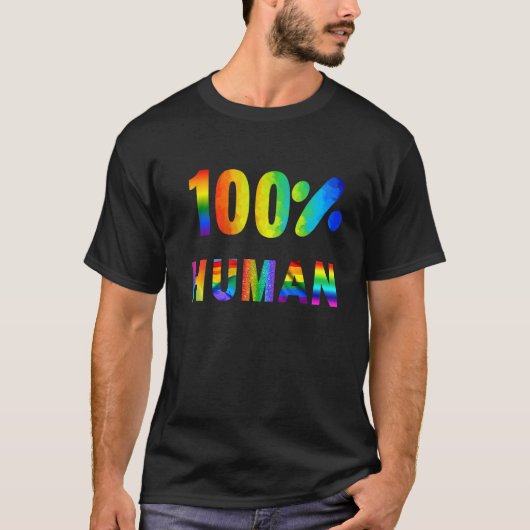 100 Human Pride Rainbow Design Tシャツ (正面)